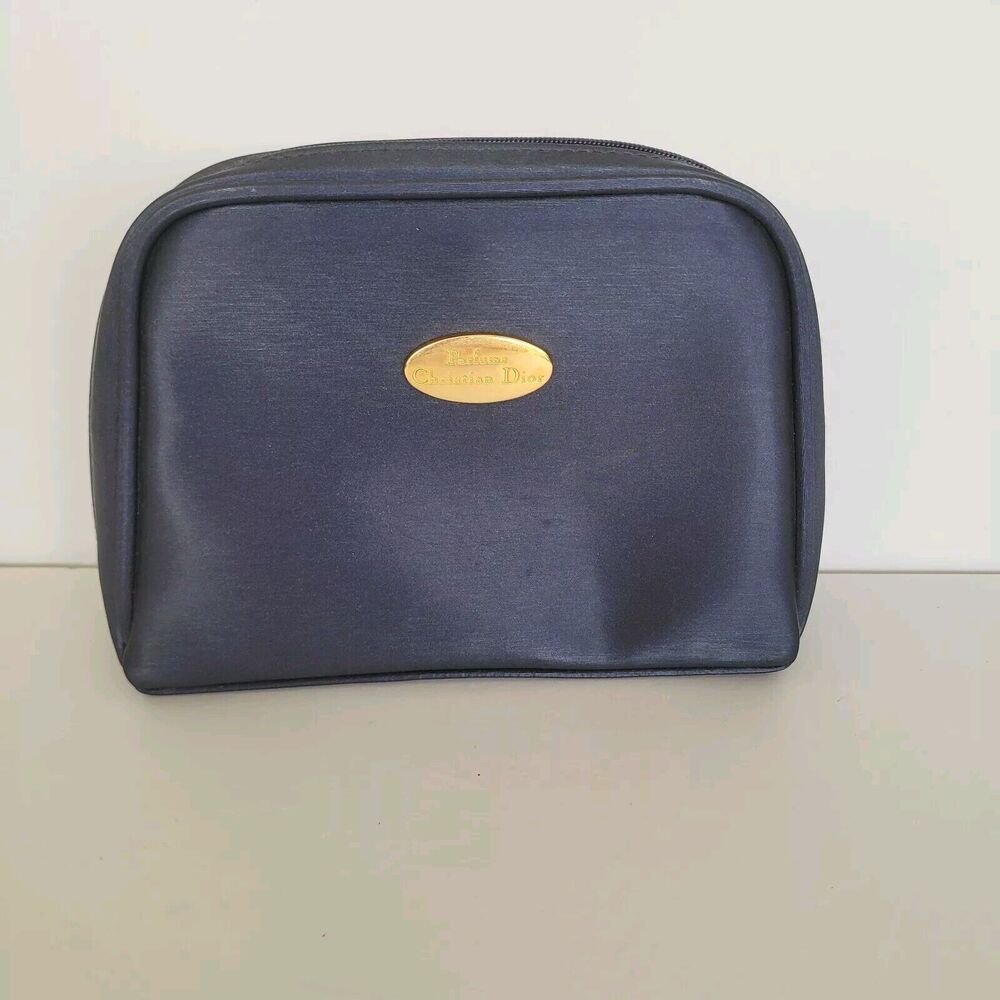 Christian Dior Perfumes Vintage Blue Cosmetic Make‎ Up Travel Bag Medium Pouch